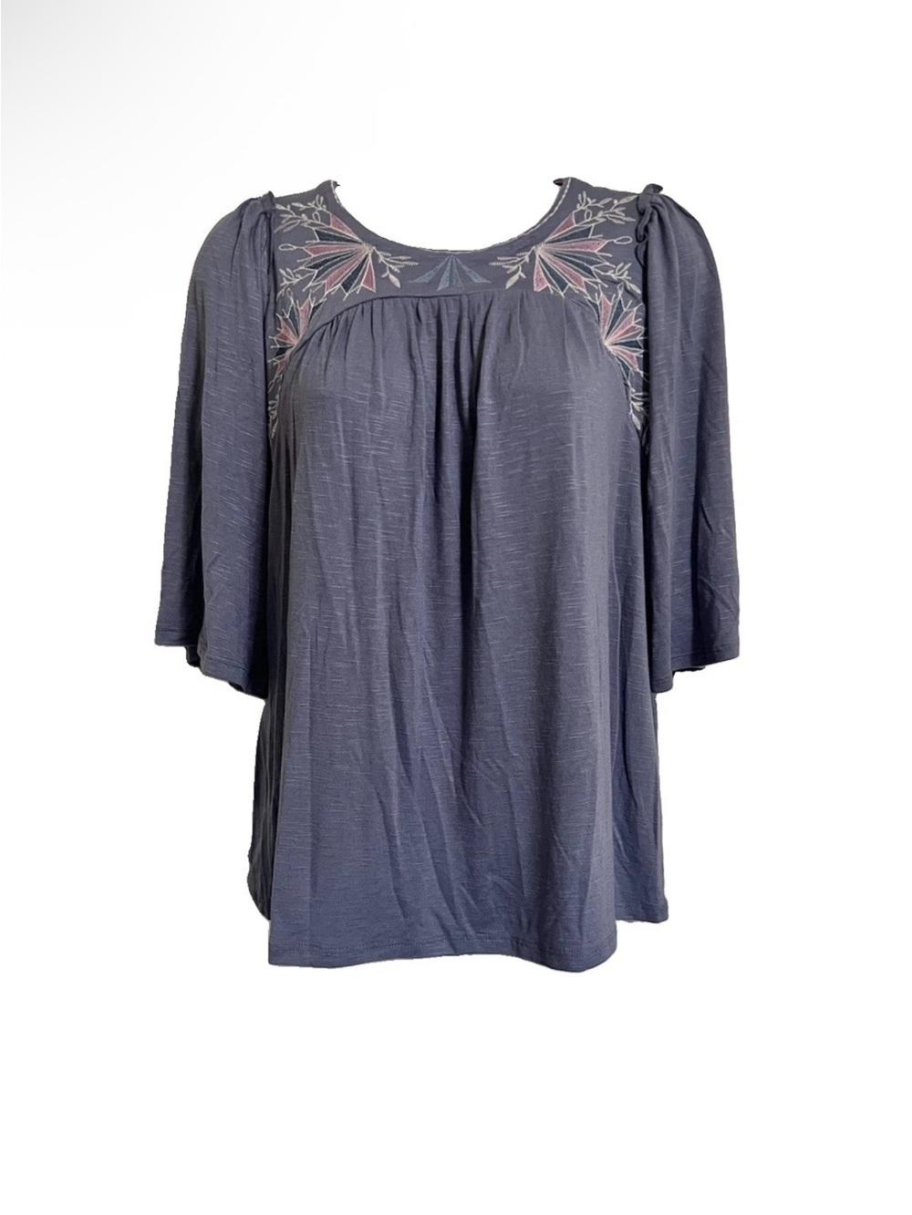 Knox Rose Embroidered Accent Peasant Tunic